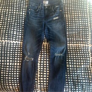 Agolde Women's Dark Blue Distressed Skinny Jeans